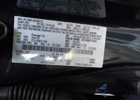 2014 Ford Focus Se из США, поврежденный, VIN 1FADP3F2XEL339285